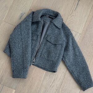 Zara Gray Cropped Utility Jacket